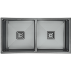Hafele Squareline Sink G3 Double Linen Gunmetal
