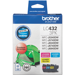 Brother LC432PK3 Colour Value Pack - Cyan MagentaYellow