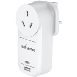 Bon Voyage Travel Adaptor AU to UK (2 USB Ports)