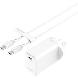 Mophie Essential 30W USB-C Wall Charger & C-C Cable Bundle White