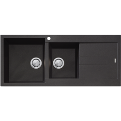 Oliveri Santorini 1 & 3/4 Left Hand Bowl with Drainer Black Sink
