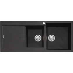 Oliveri Santorini 1 & 3/4 Right Hand Bowl with Drainer Black Sink