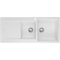 Oliveri Santorini 1 & 3/4 Right Hand Bowl with Drainer White Sink