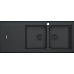 Franke Bali Double Bowl Sink with Left Hand Drainer - Matt Black