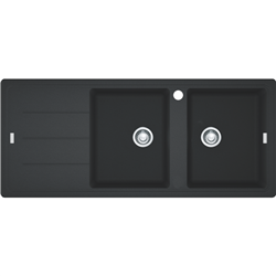 Franke Bali Double Bowl Sink with Left Hand Drainer  - Onyx