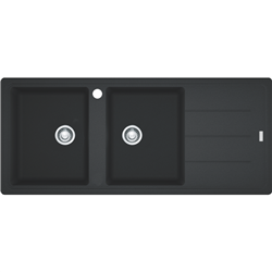 Franke Bali Double Bowl Sink with Right Hand Drainer - Onyx